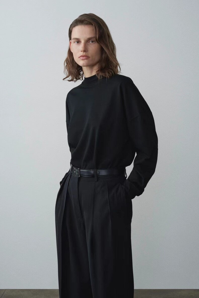 Damen Langarmshirt Hochgeschlossener Stehkragen Eveloria
