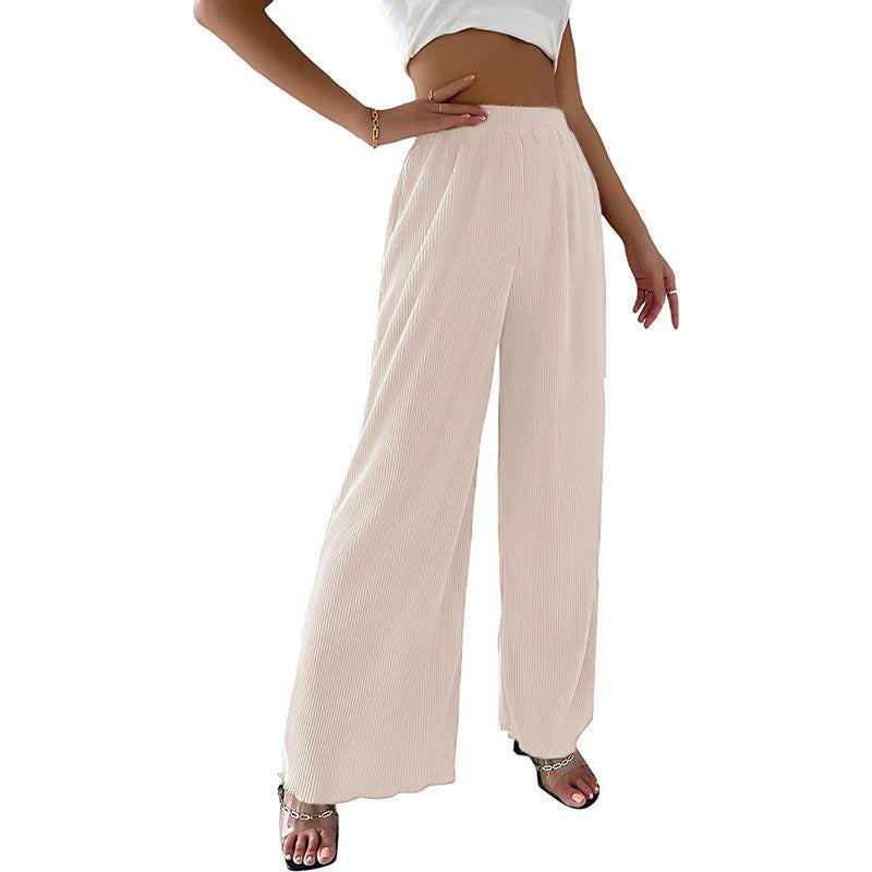 Damen Plissee-Hose Weites Bein Elastischer Bund Eveloria