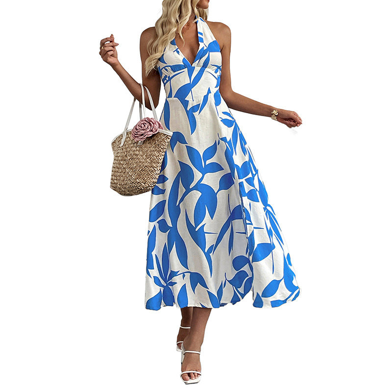 Damen Maxikleid Hohes Schlitzdesign Floralmuster Eveloria