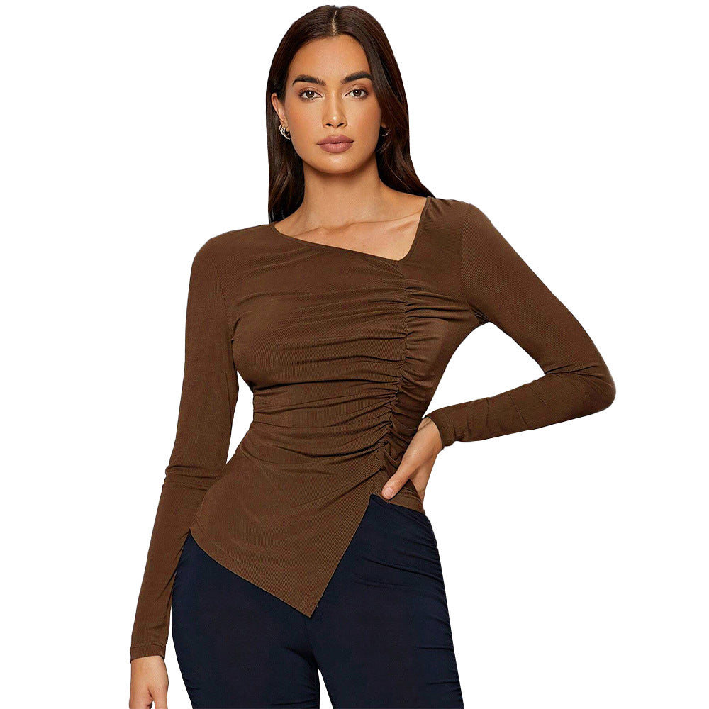 Eveloria Damen Langarmoberteil Asymmetrisch Figurbetont