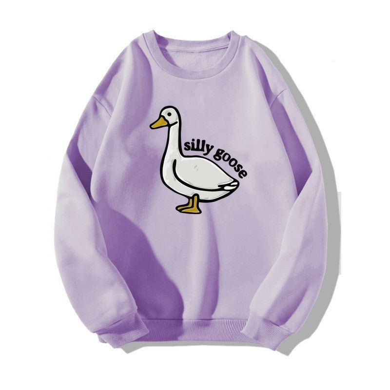 Damen Sweatshirt Entenmotiv Lässig Grün Eveloria