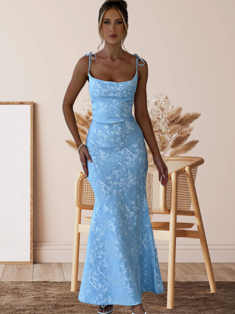 Damen Abendkleid Floralmuster Verstellbare Träger Eveloria