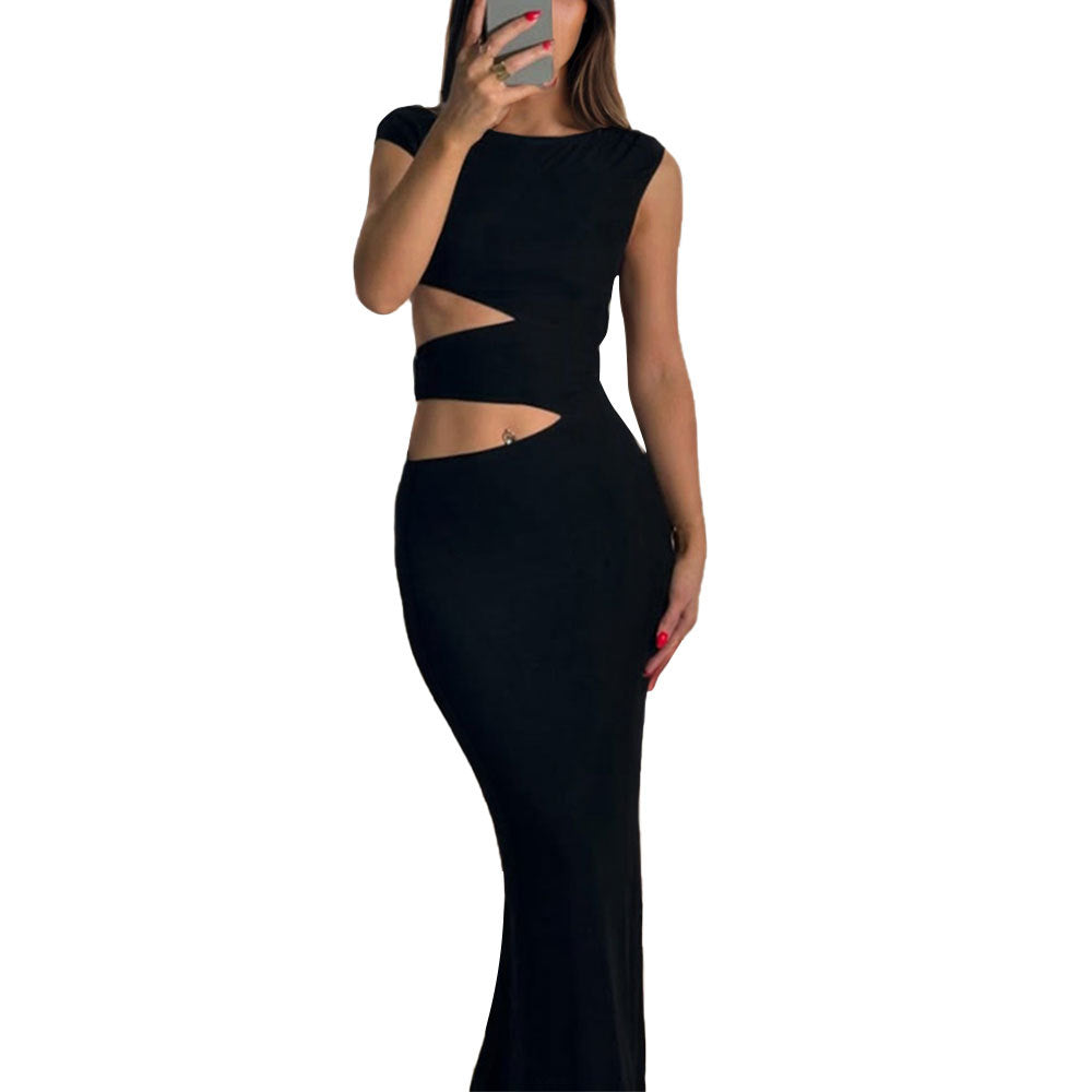Damen Maxikleid Asymmetrisch Figurbetonter Cut-Out-Design Eveloria