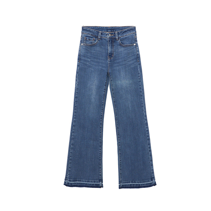 Damen High-Waist Flare Jeans mit Dekor Nähten Eveloria
