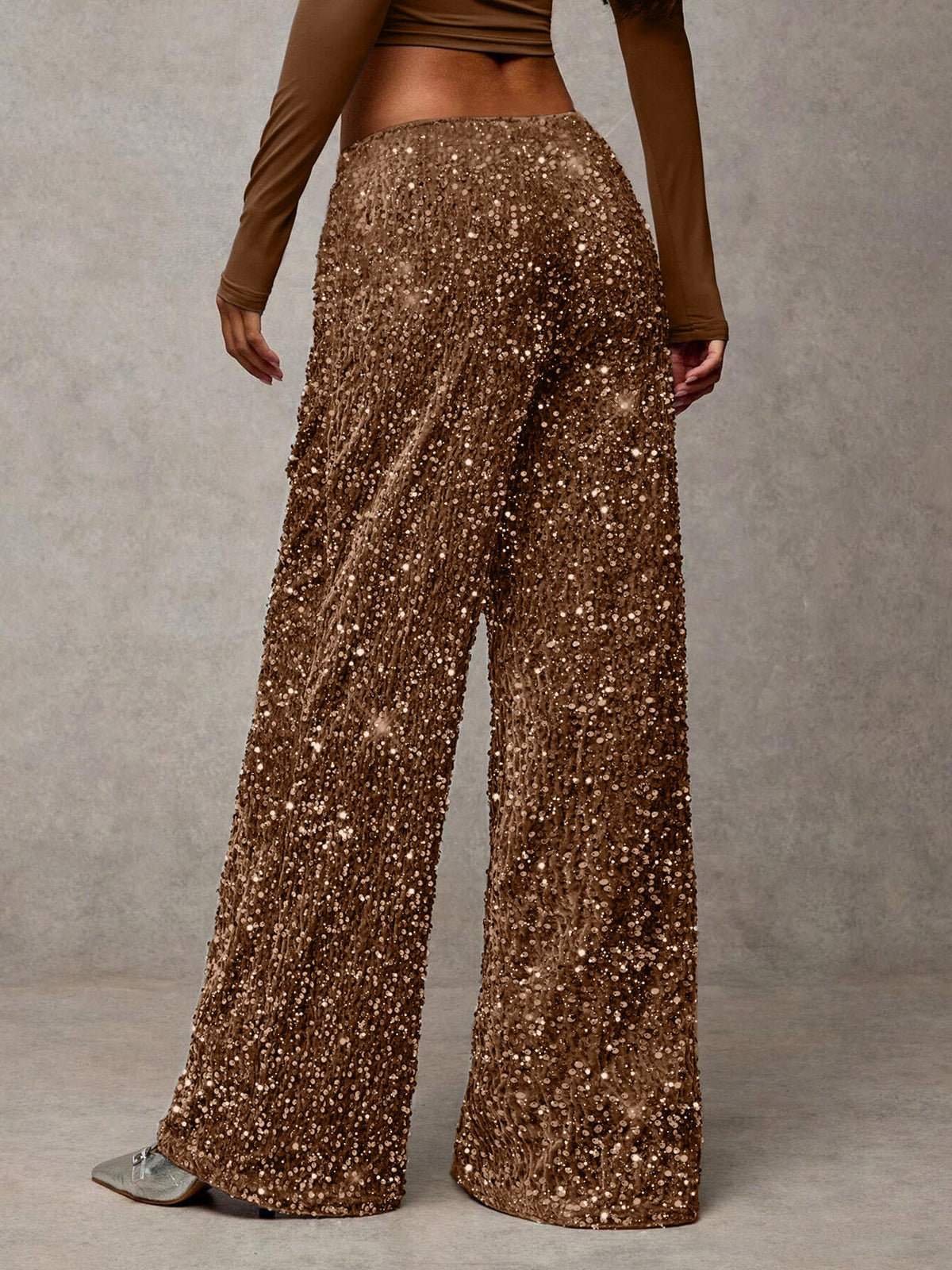 Damen Palazzohose Paillettenbesatz Eveloria