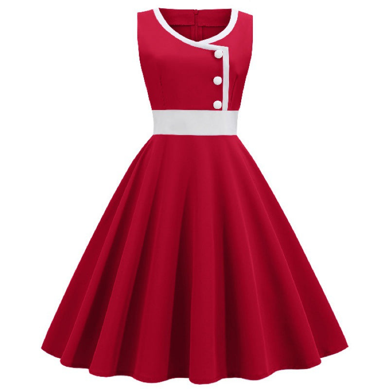 Damen A-Linien Swingkleid mit Knöpfen Elegant Eveloria