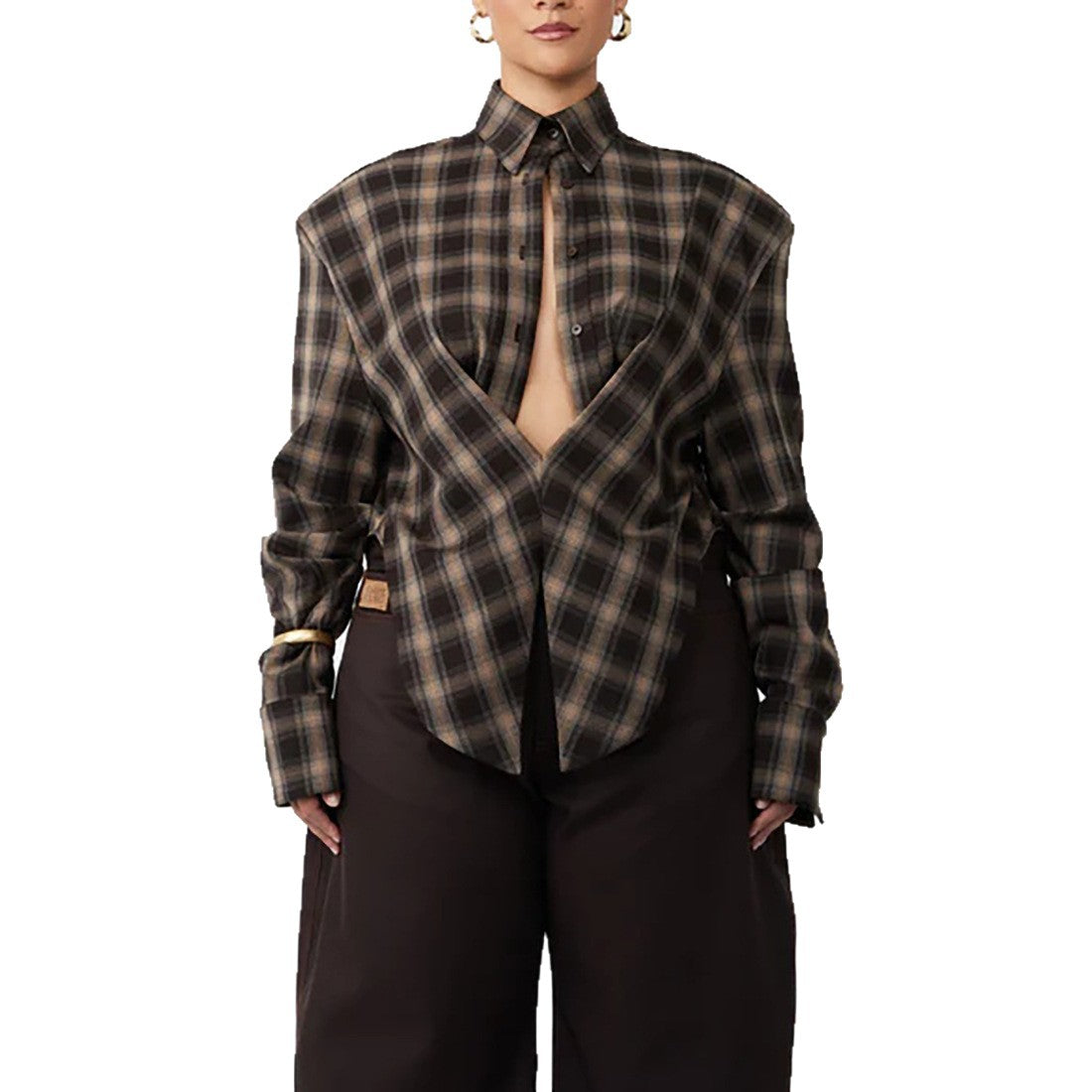 Damen Karobluse Tiefes Dekolleté Eveloria