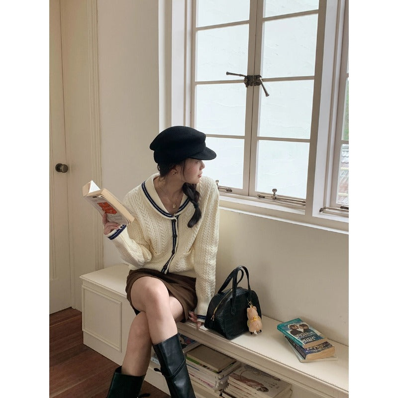 Damen Strickjacke Klassischer Schalkragen Eveloria