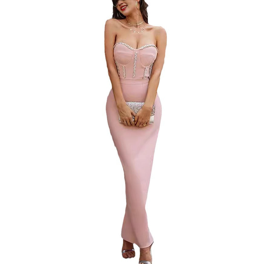Damen Abendkleid Herz-Ausschnitt Glitzer Eveloria