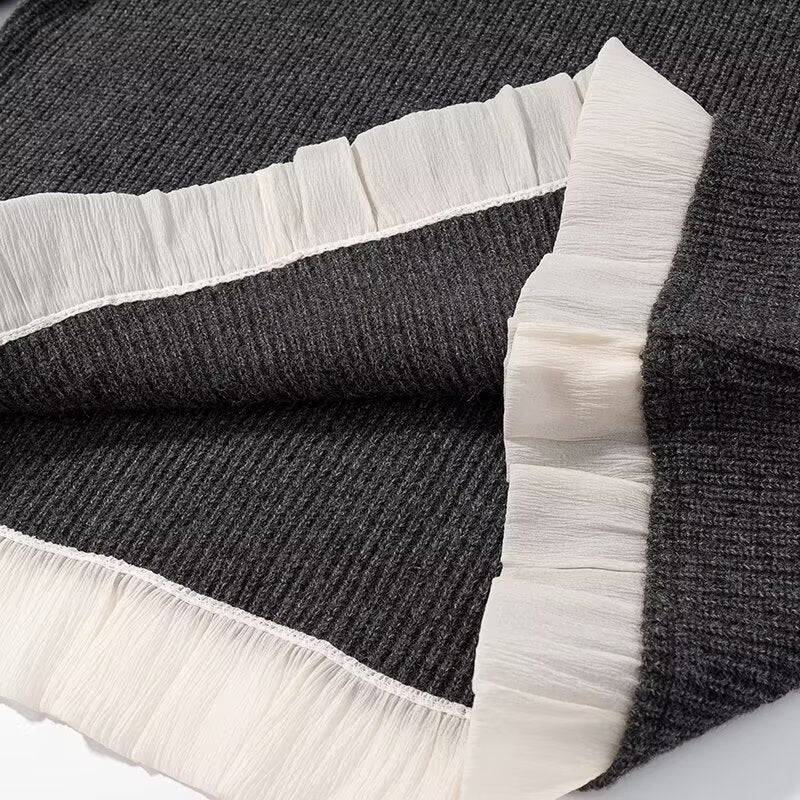 Damen Strickset mit Rüschensaum Eveloria