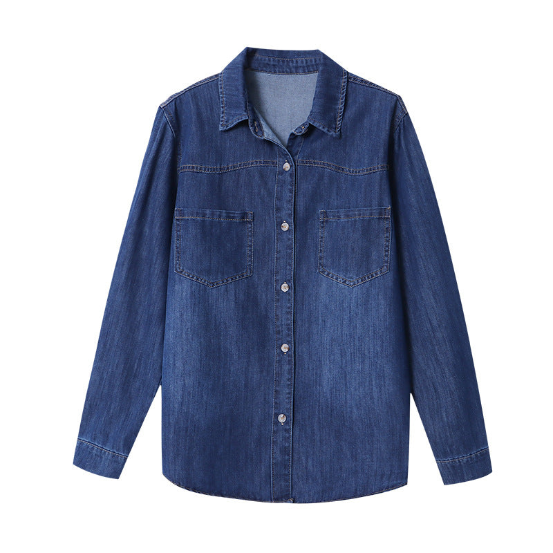 Damen Jeanshemd Lässiger Schnitt Blau