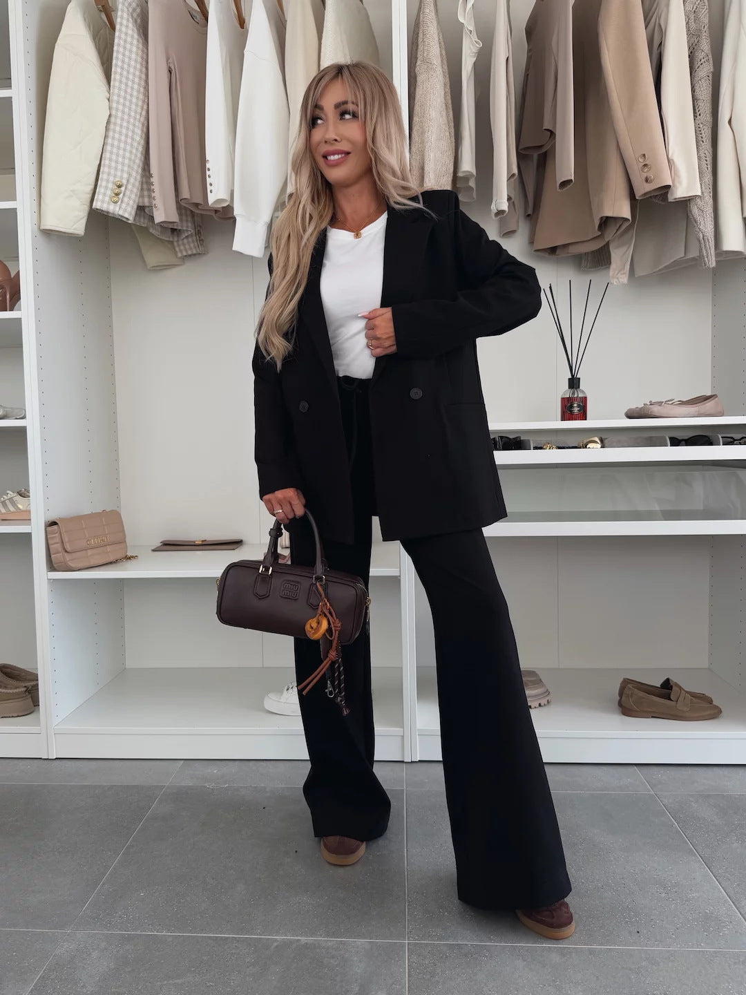 Damen Blazer-Set mit weiten Hosen Eveloria
