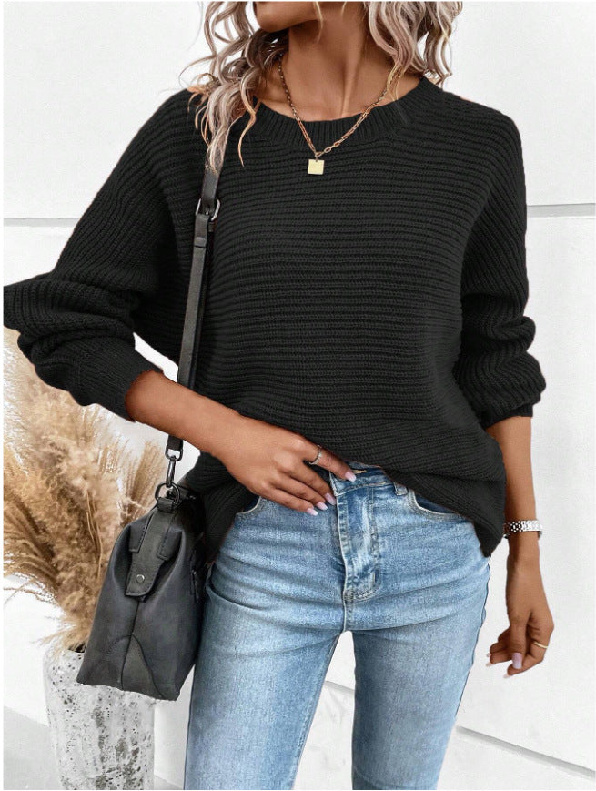 Damen Strickpullover V-Ausschnitt Kontrasttexturen Grau