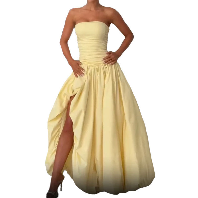 Eveloria Damen Maxikleid mit Schlitz und Volumenrock