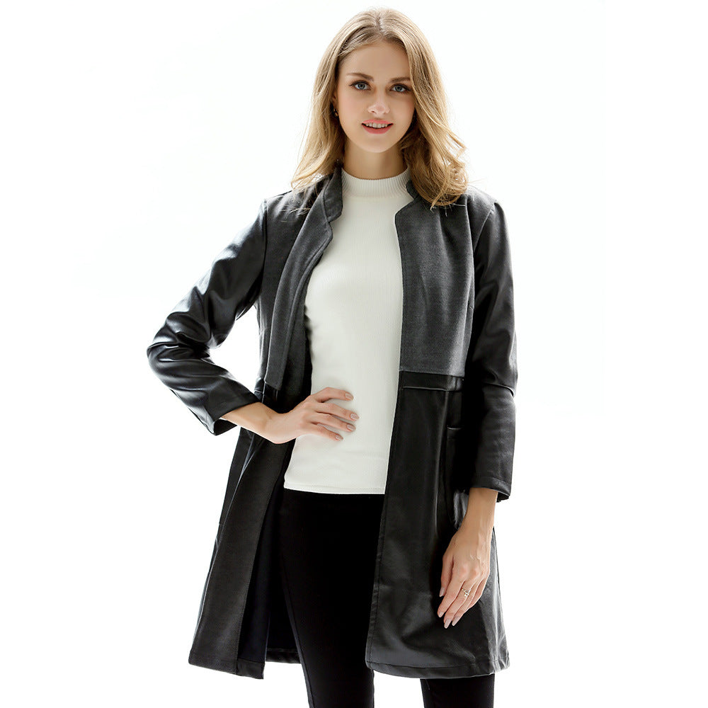 Damen Kunstlederjacke Leicht Tailliert Eveloria