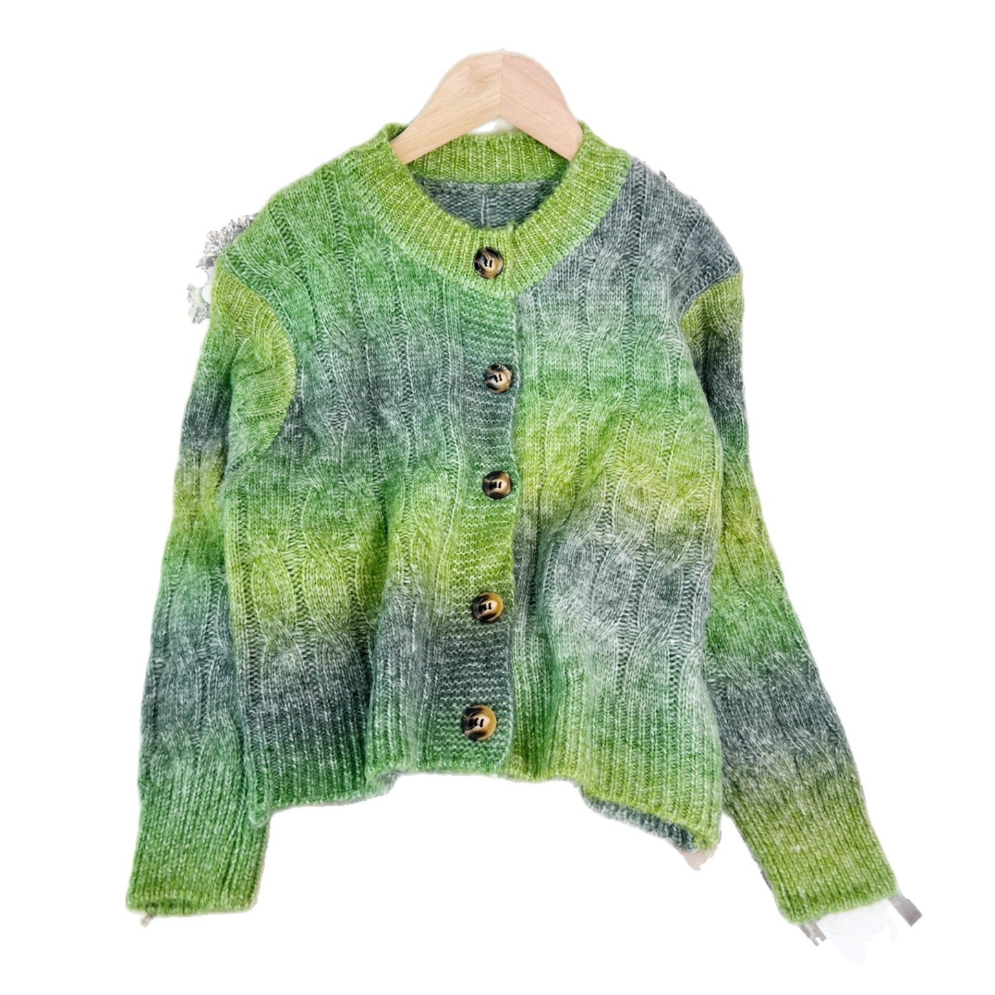 Damen Strickjacke Zopfmuster Farbverlauf Eveloria