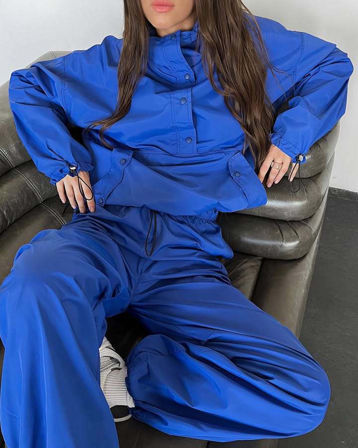 Damen Windjacke Oversized Leicht Kordelzug Eveloria