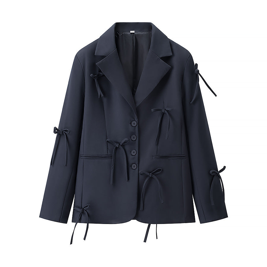 Damen Blazerjacke Dekoratives Bindendetail