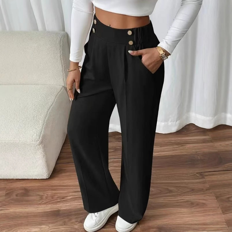 Damen Hochbundhose Elegant Weites Bein Eveloria