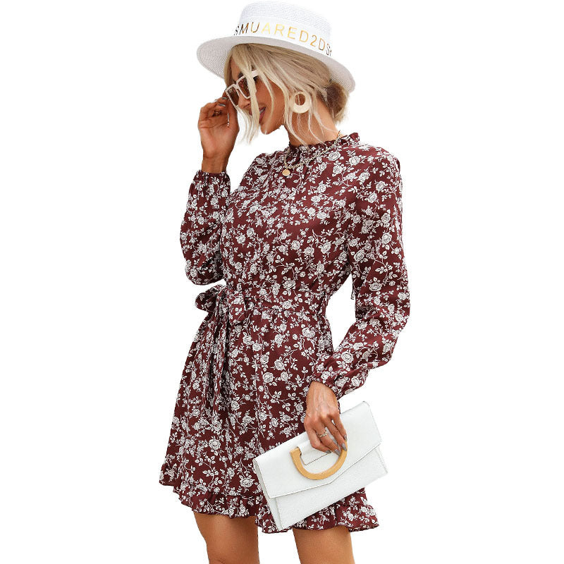 Damen Sommerkleid Floralmuster Gürtel Eveloria