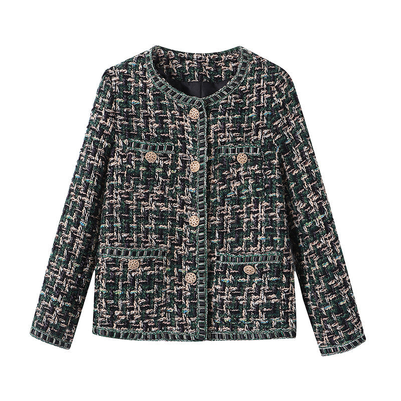 Damen Bouclé-Jacke Dekorative Knöpfe Eveloria