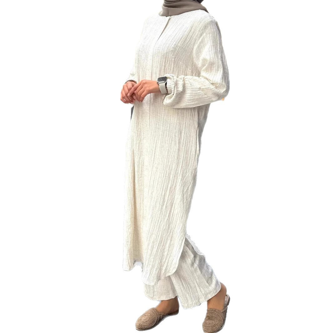 Damen Langarmkleid Rüschensaum Struktur Eveloria