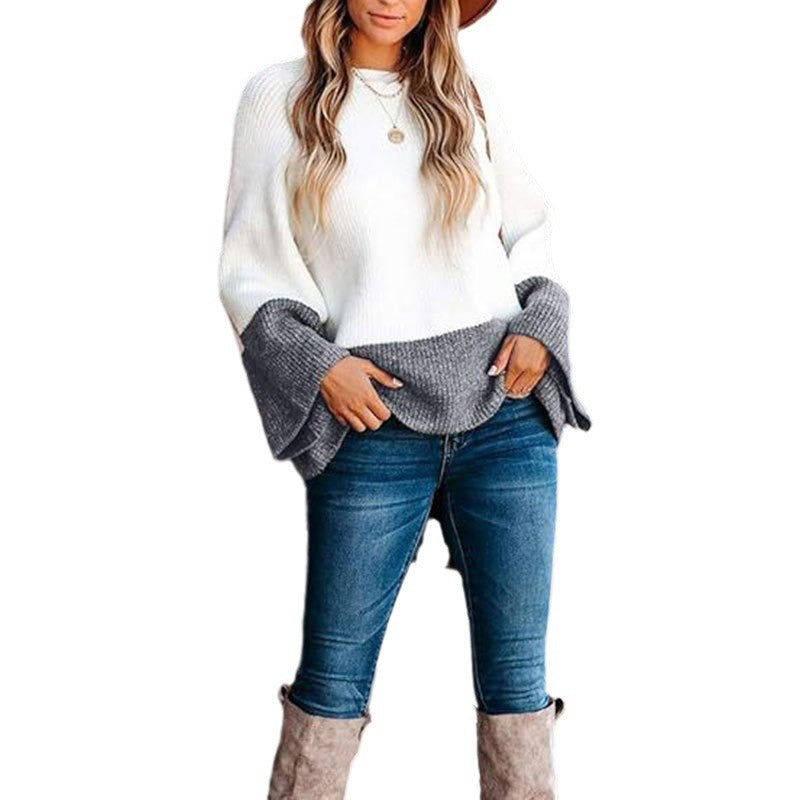 Damen Pullover Lässig Farbblock-Design Eveloria
