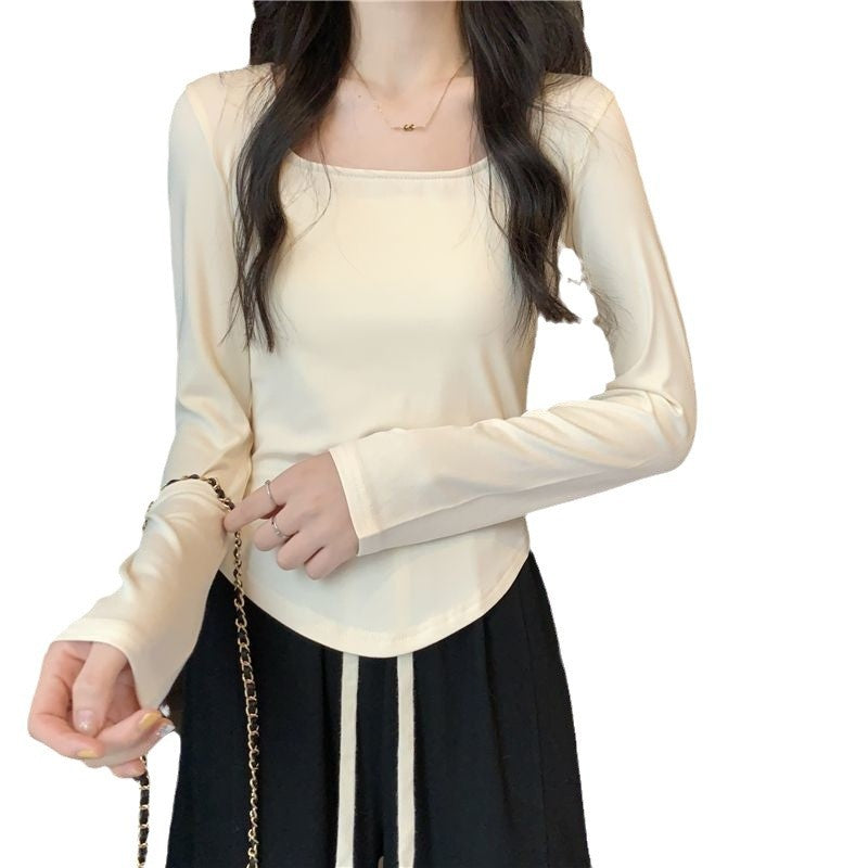 Damen Langarmoberteil Elegant Quadrat-Ausschnitt Modern