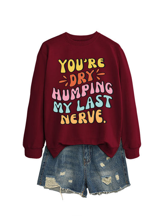 Damen Sweatshirt Lässiger Schnitt Comic-Slogan Grau Eveloria