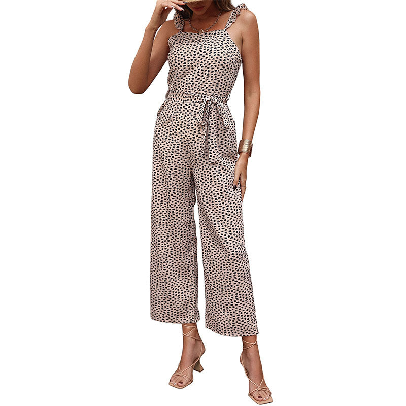 Damen Jumpsuit Feines Punktemuster Taillierbar Eveloria