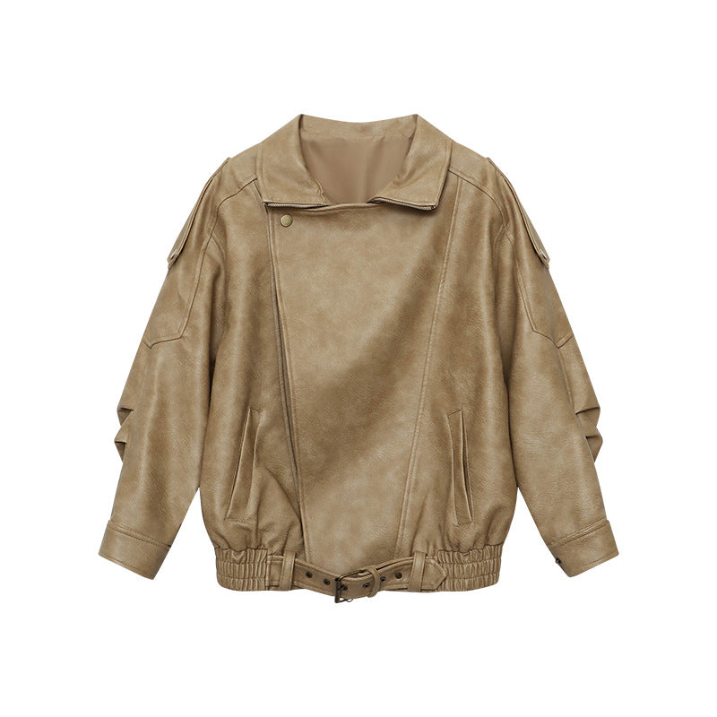 Damen Motorradjacke Oversized Leder