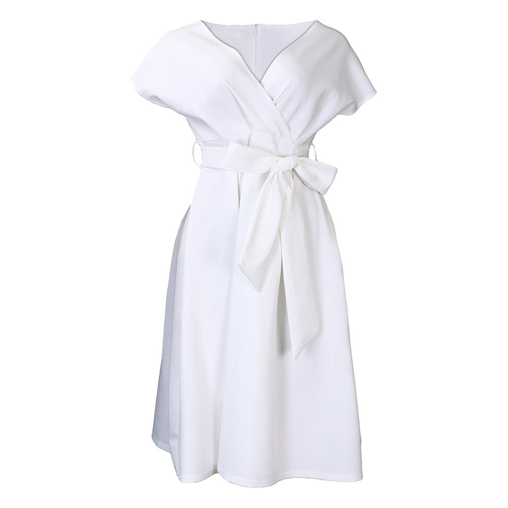 Damen Wickelkleid mit Taillengürtel und schwingendem Rock