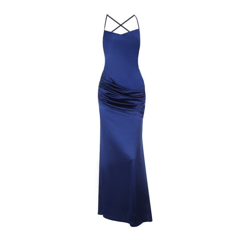 Damen Kleid Lang Gerafft Eveloria