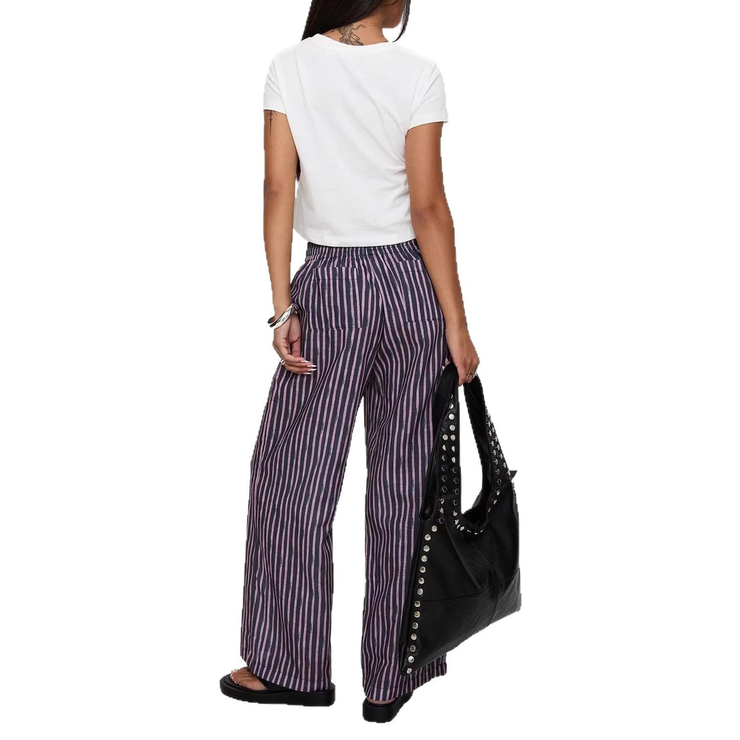 Damen Streifenhose Locker Geschnitten Eveloria