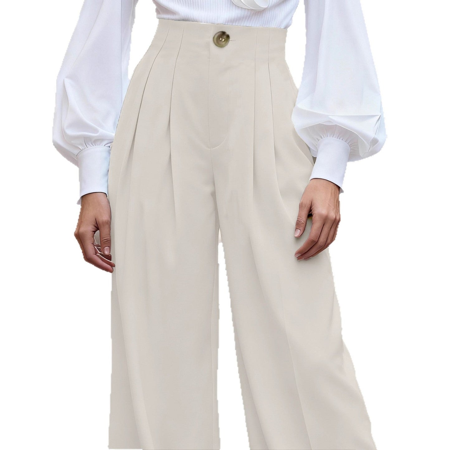 Damen Weite Hochtaillierte Hosen Faltenwurf Eveloria