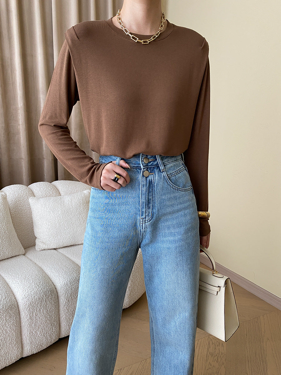 Damen Langarmshirt Feine Struktur Eveloria