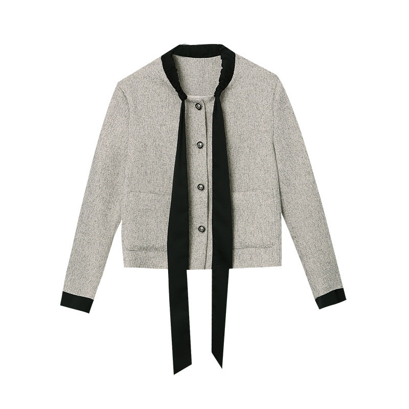 Damen Jacke Dekorativer Kragen Druckknopf Eveloria