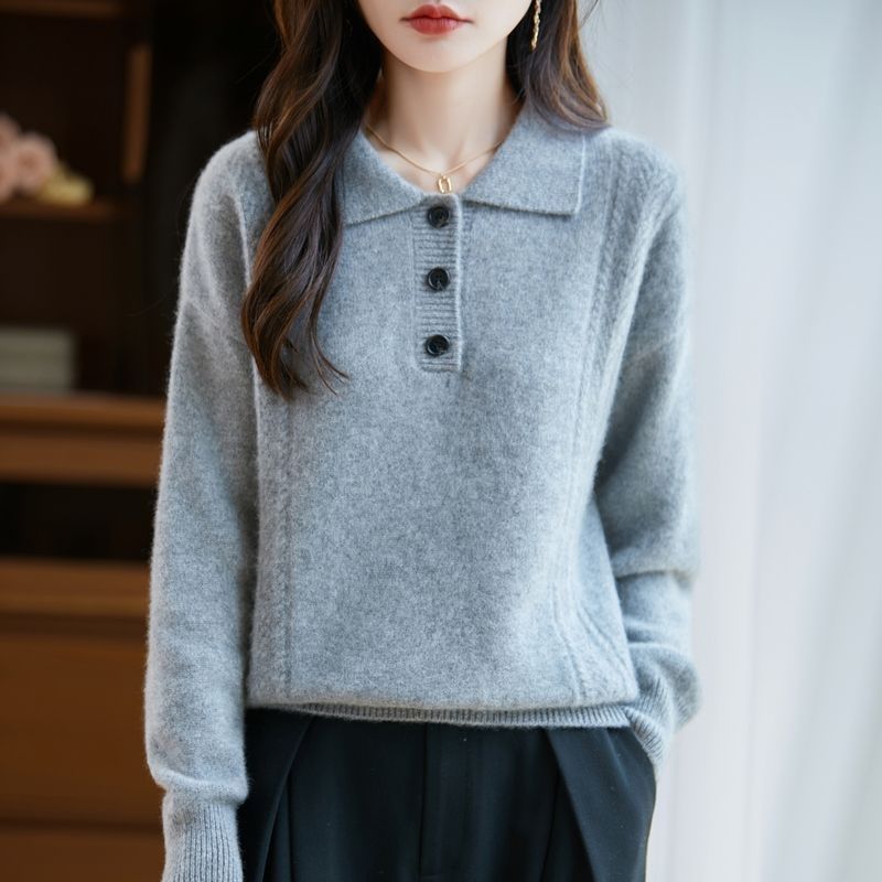 Damen Pullover mit Knopfleiste Elegantes Design