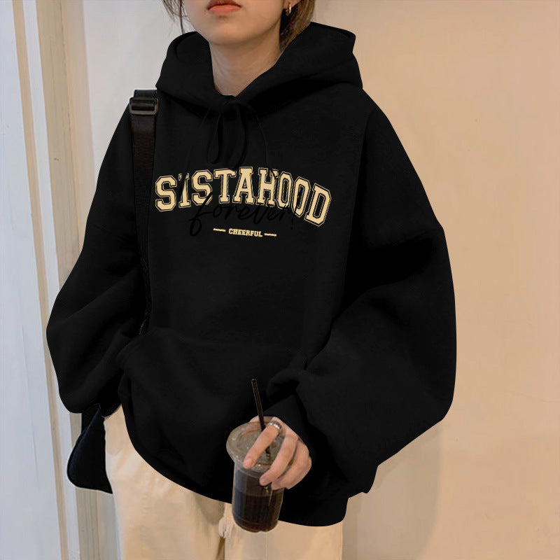 Damen Hoodie Oversized Lässig Mit Schriftzug