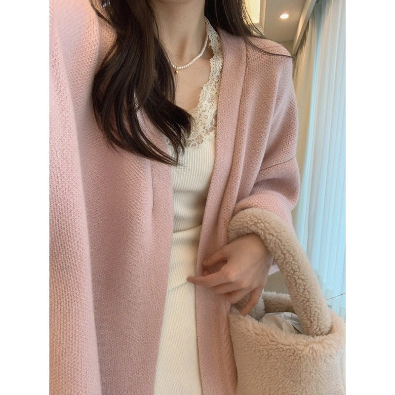 Damen Langstrickmantel Übergroßer Schnitt Weiches Fleece
