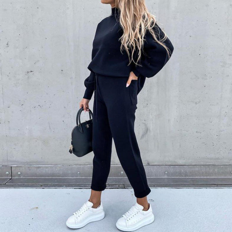 Damen Sportanzug Elegant Kragen Weite Ärmel Eveloria