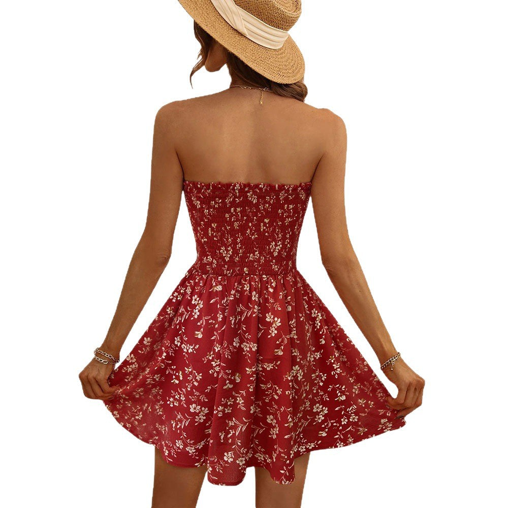 Damen Minikleid Sommer Elastisch Floralmuster Eveloria