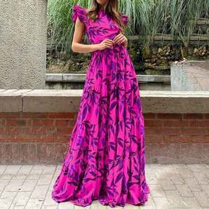 Damen Maxikleid mit Volantärmeln und schwingendem Rock