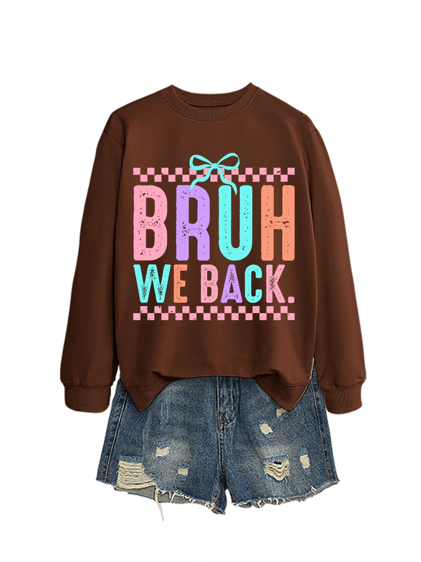 Damen Sweatshirt Bequem Fröhlicher Druck Grau Eveloria