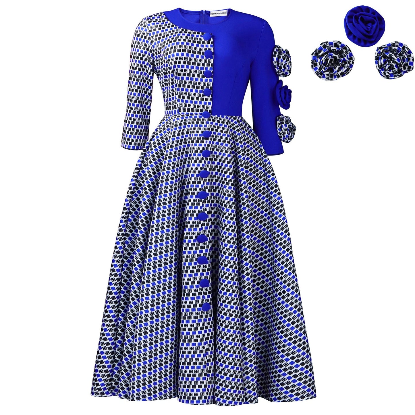 Damen Kleid mit Grafikmuster Mehrfarbig Eveloria