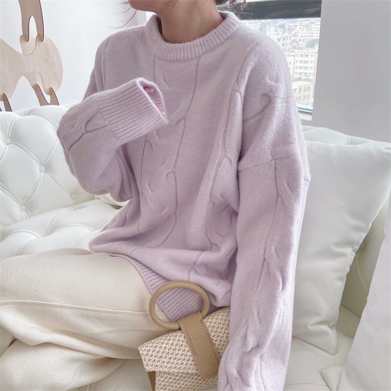 Damen Grobstrickpullover Rippstruktur Dekorativ Eveloria