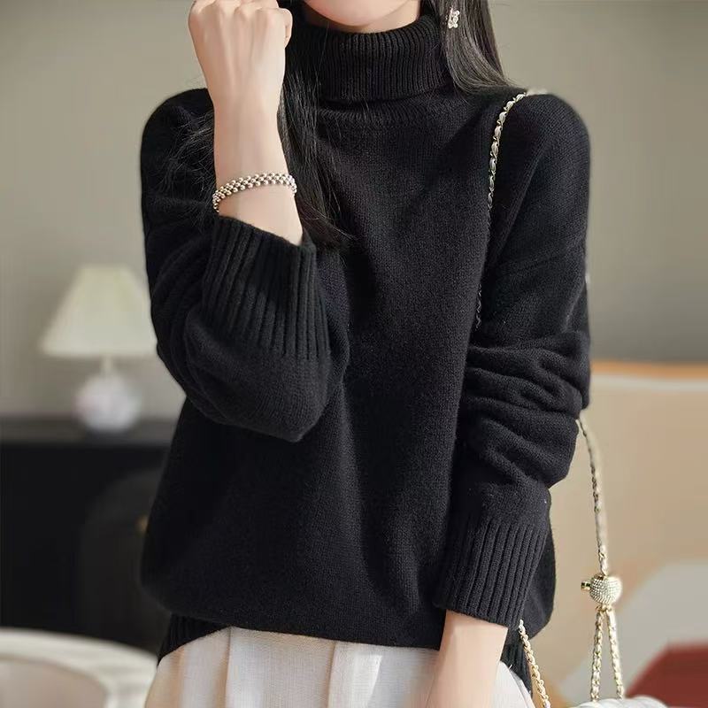 Damen Grobstrickpullover Hoher Kragen Weiches Material