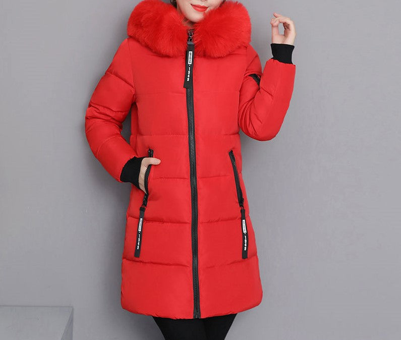 Damen Steppjacke Langärmelig Abnehmbarer Kunstfellkragen