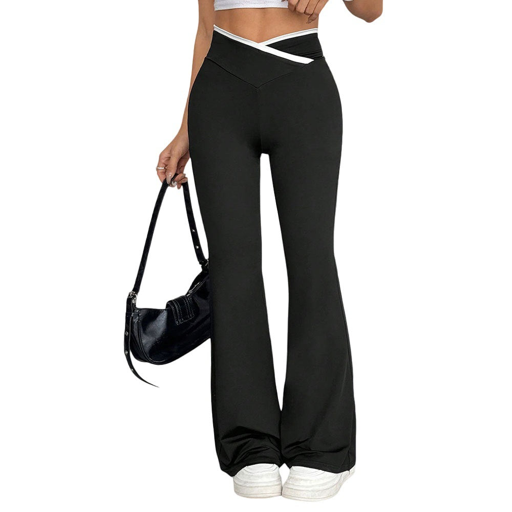 Damen Yogahose Flared mit hoher Taille und Quernaht-Details