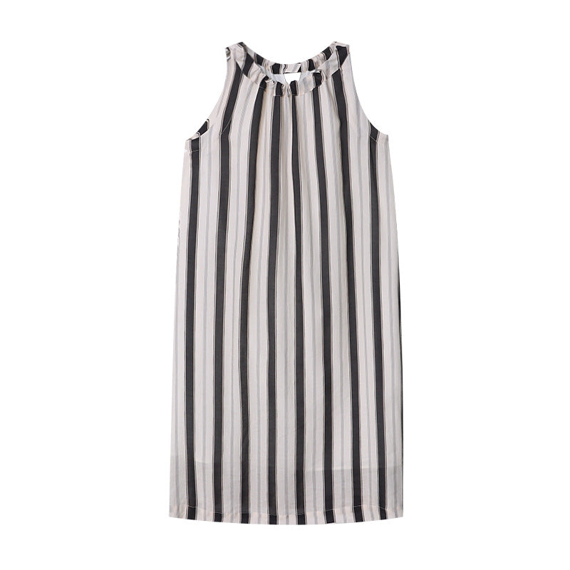 Damen Maxikleid mit vertikalen Streifen und Taschen